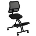 thumbnail image 1 of Chaise ergonomique portable à appui-genoux avec dossier en maille noire, 1 of 9