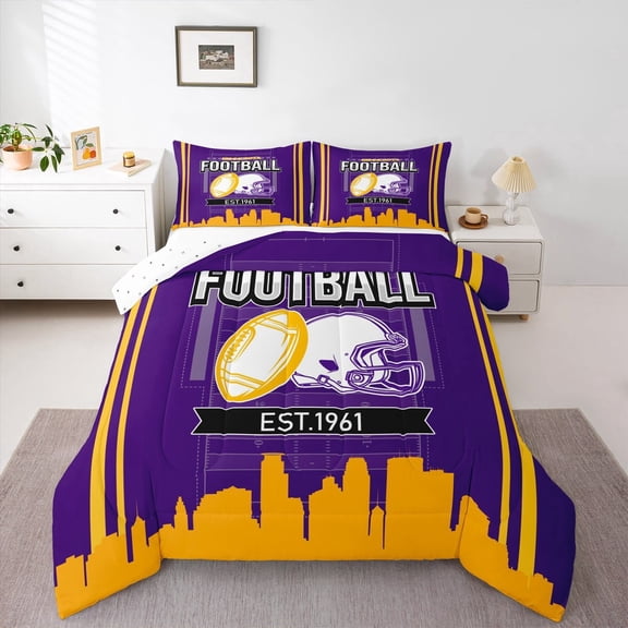 Erosebridal Football Print Comforter Sets,Ball Gamer Comforters & Duvets,Sport Decor,Reversible,Breathable,2pcs
