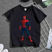 Mignon dessin animé Spiderman famille correspondant vêtements papa maman garçons filles correspondant tenues enfants adulte été vêtements noir T-shirt