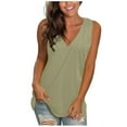 thumbnail image 2 of USSUMA Womens Blouses Tops Dressy Solid Color Tops for Women Casual Summer V Neck Plus Size Tunic Women's Sleeveless Flowy Vest Tanks T-Shirts Trendy, 2 of 3