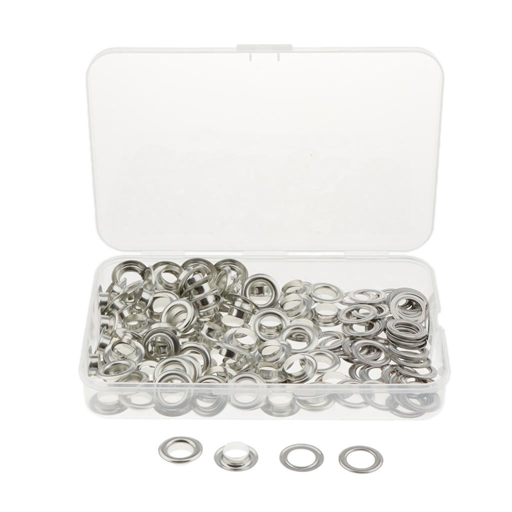 100 Set Silver Eyelet w/Washers Leather Craft DIY Repair Grommet Replacement 
