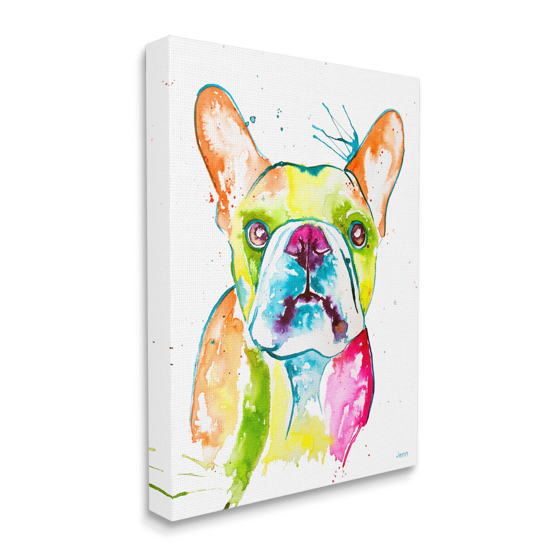 Modern French Bulldog Fun Portrait Animals & Insects Graphic Art Gallery Wrapped Canvas Print Wall Art