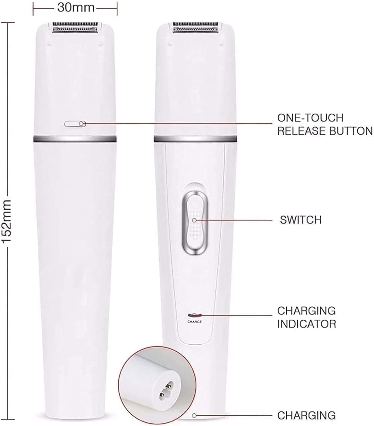 RKXQT Electrical Shaver for Women, 5 in 1 Multi-Function Electric Razor Hair Removal Epilator Cordless Rechargeable Waterproof Trimmer with Facial Cleansing Brush and Massager Kit for Legs