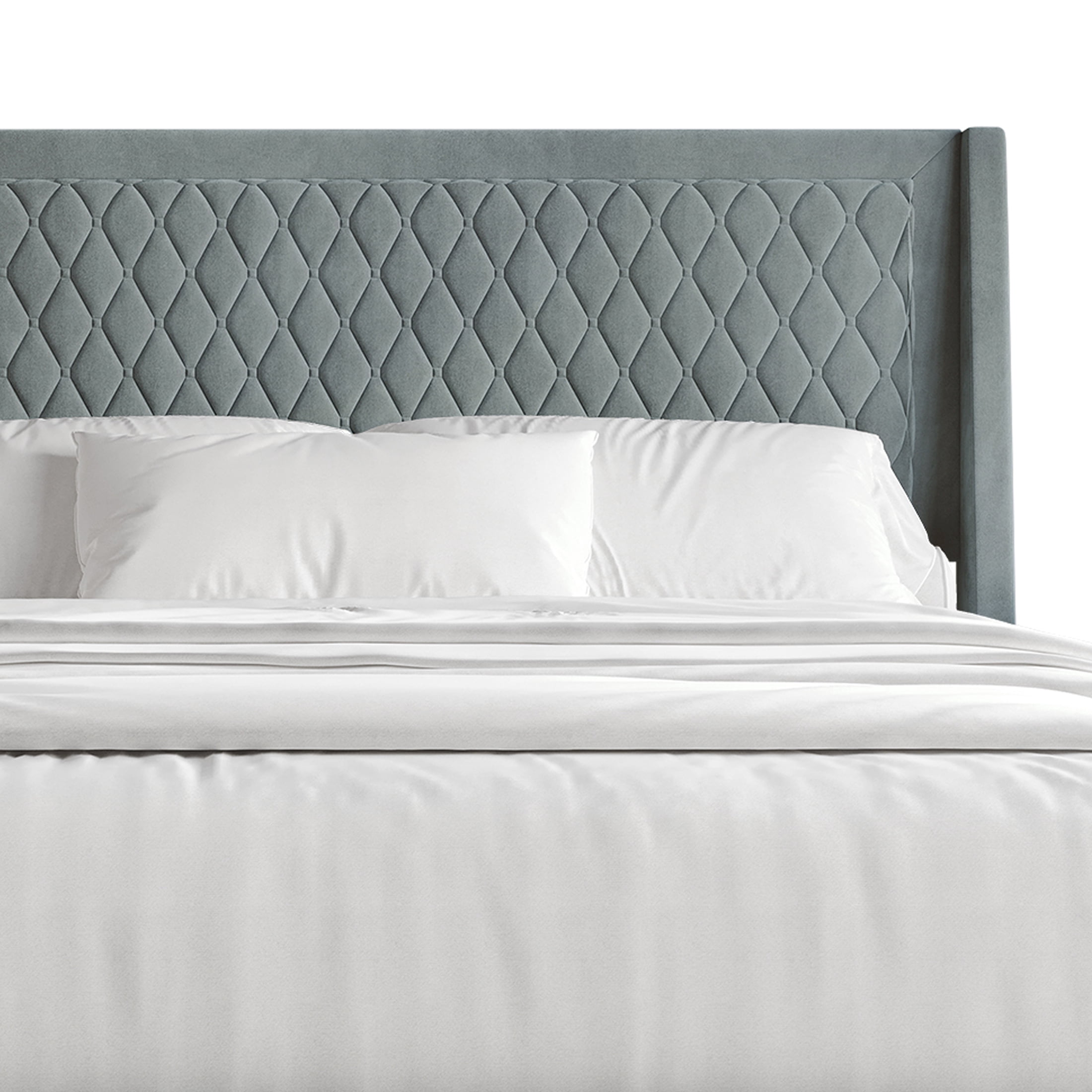 Castle Place Elegant Retreat Diamond Stitch Velvet King Platform Bed with Storage Drawers, Light Blue