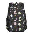thumbnail image 2 of Unicorn and Lightning Black Pattern Backpack for School, Cute School Bag with Adjustable Shoulder Straps and Padded Back, 16.9"x12.6"x5.9", 2 of 5