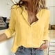 thumbnail image 1 of Pntutb moda mujer botones sueltos solapa sólida manga larga camisetas blusa tops Pntutb Pntutb-2121, 1 of 6