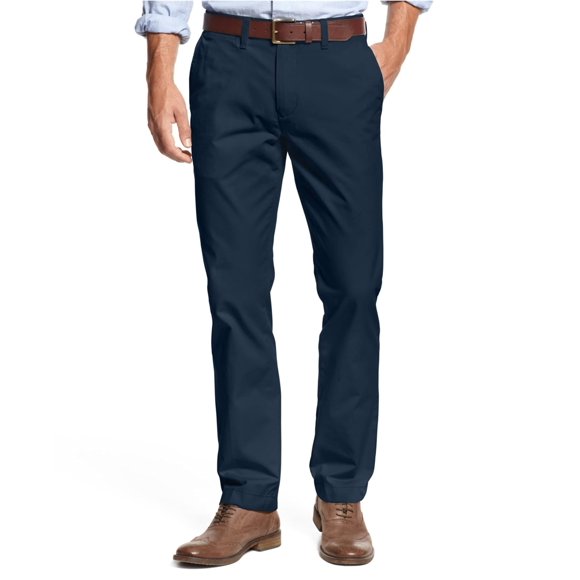 Pantalones casuales Tommy Hilfiger, grandes y altos, elástico, chino, azul marino, 56 de ancho x 32 de largo