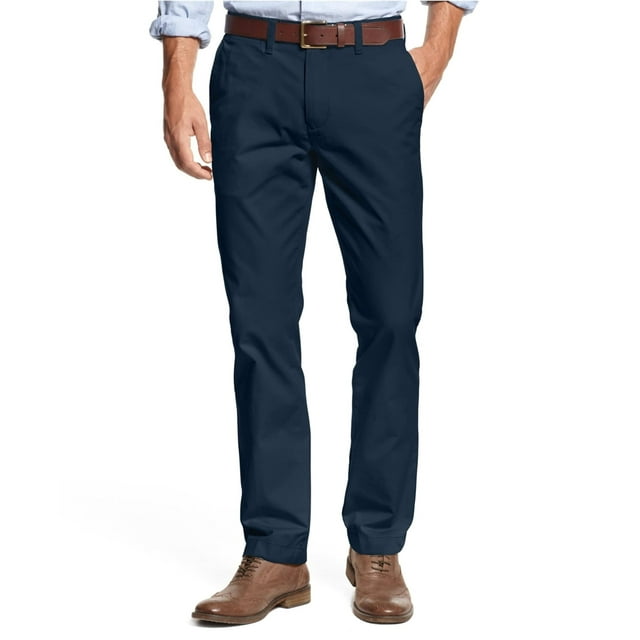 Pantalones casuales Tommy Hilfiger, grandes y altos, elástico, chino, azul marino, 56 de ancho x 32 de largo