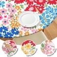thumbnail image 4 of Vibrant Boho Floral Print Elastic Hem Tablecloth - Round Table Cover for Kitchen Patio - Fits 52 to 56 Inch, 4 of 7