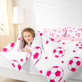 thumbnail image 3 of Erosebridal Pink White Soccer Star Pattern Twin Comforter Sets, Cute Sport Bedding Set for Girls and Boys, Pink Reversible 2pcs, 1 Comforter and 1 Pillowcase, 3 of 6
