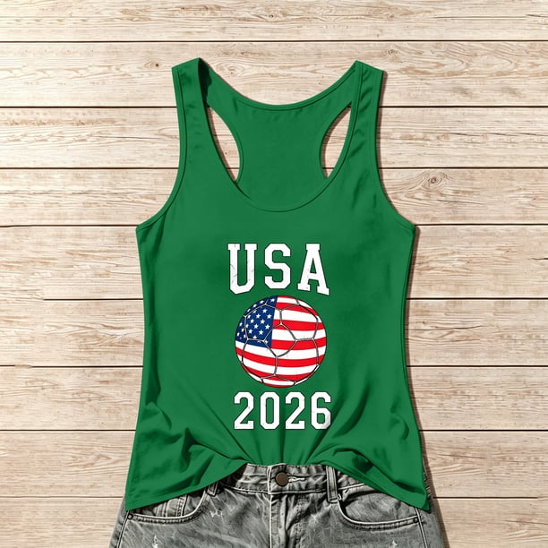 Women's Football Graphic Tank Tops, Women's Sleeveless Running Tank Top, Breathable Lightweight Sports Vest for Workout, Gym, Yoga, Training for Soccer Tournament 2026 Green Size: XL