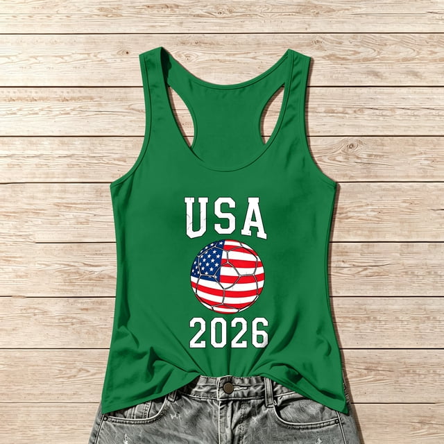 Women's Football Graphic Tank Tops, Women's Sleeveless Running Tank Top, Breathable Lightweight Sports Vest for Workout, Gym, Yoga, Training for Soccer Tournament 2026 Green Size: 2XL