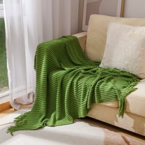FYHALE Green Throw Blanket for Couch, Reversible Super Soft Knitted Blankets, Warm Cozy Knit Fuzzy Plush Lightweight Throws Dupes for Sofa, Bed, Picnic, 50 x 67 inches