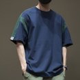thumbnail image 3 of Camisetas para hombre Camiseta de gran tamaño para hombre Camiseta azul con empalme superior Sin logotipo Holgada Básica Fresca Casual 5xl Elegante Caliente Original Verano, 3 of 4