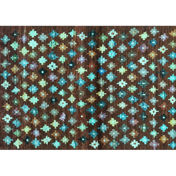 Ahgly Company Indoor Rectangle Abstract Light Blue Contemporary Area Rugs, 5' x 7'