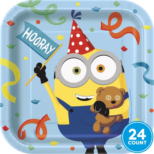 Despicable Me Minions Birthday Paper Dessert Plates, 7in, 24ct