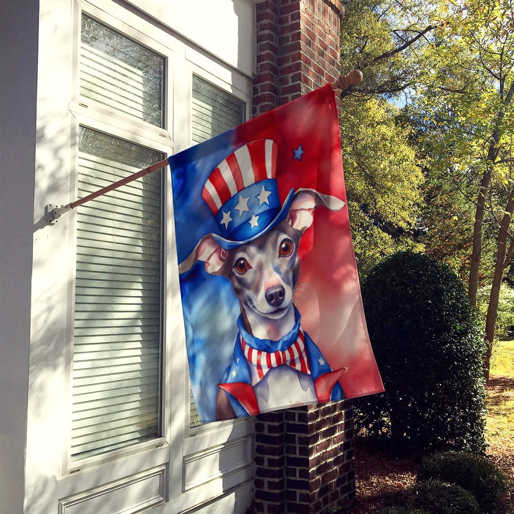 Italian Greyhound Patriotic American House Flag 28 in x 40 in