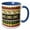 Blue/White, variant on 3drose, Peru Pattern - Waves Diamonds and Stripes - Tan Yellow Brown Beige Green Red White South America, 11oz Two-tone Yellow Mug