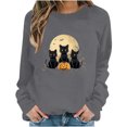 thumbnail image 4 of Idoravan Womens Tops Long Sleeve Shirts for Women Women's Loose And Casual Halloween Printed Long-sleeved Round-neck Capless Sweater Gray L, 4 of 6
