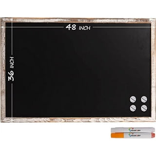 Chalkboard Set - Small Black Board 15 x 12 + 1 Magnetic Chalk Eraser, 14  Chalk Sticks (7 Colors) and 2 Magnets - Mini Hanging Wall Message Sign