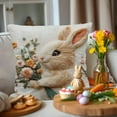 thumbnail image 5 of TanSiDing 1pcs Easter Bunny Embroidery Style Pillowcase Floral Print Decorative Throw Pillow Cover Soft Polyester Home Decor Couch Bedroom Accent 45*45cm, 5 of 6