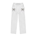 thumbnail image 5 of CPNG Toddler Girls Sportswear Set Teen Girls Long Sleeve Bow Print Hoodie Sweatshirt and Sweatpant 2 Pcs Outfits Set(White,5-6 Years), 5 of 8