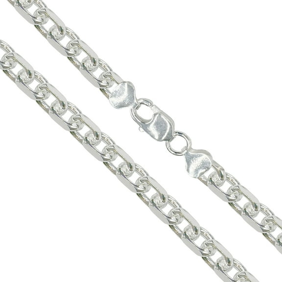 Sterling Silver Diamond-Cut Large Anchor Cable Chain 8mm Solid 925 Italy Necklace 24" Jewelry Female