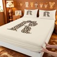 thumbnail image 4 of meiyoeat leopard Bowknot Letter Bed Sheets,Cheetah Monogram Print R Full Size Sheets,4-Piece,1 Flat Sheet,1 Fitted Sheet and 2 Pillowcases, 4 of 6