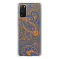 thumbnail image 1 of DistinctInk Clear Shockproof Hybrid Case for Galaxy S20 / S20 5G (6.2" Screen) - TPU Bumper, Acrylic Back, Tempered Glass Screen Protector - Orange and Blue Paisley, 1 of 2