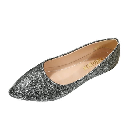 

CBGELRT Shoes Womens Casual Comfort Casual Women s Non Slip Sequins Solid Color Slip On Pointed Toe Breathable Work Single Shoes Womens Casual Shoes 7 Womens Walking Sneakers