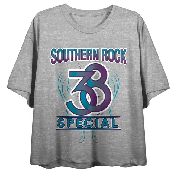 38 Special Southern Rock Women's Heather Gray Crop Tee-Medium