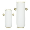 thumbnail image 6 of DecMode 16", 11"H Face White Ceramic Vase with Gold Details, Set of 2, 6 of 7