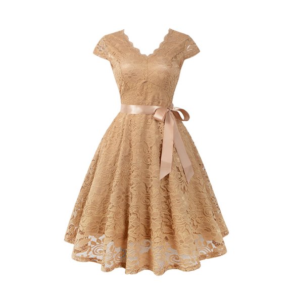 Aboser Formal Dresses for Women,Women Floral Lace Short Bridesmaid Dress Summer Female Elegant Cocktail Party Dress Prom Dresses for Ladies