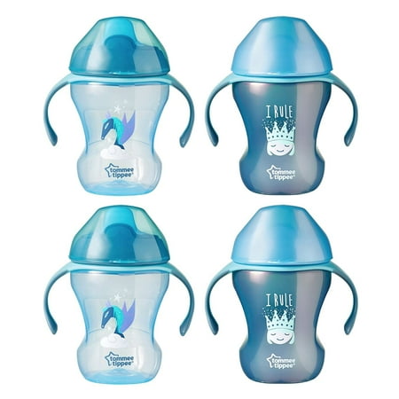 Tommee Tippee Infant Trainer Transition Sippee Cup, 7+ Months, Boy - 8 Oz, 4Count Blue 4 Pack
