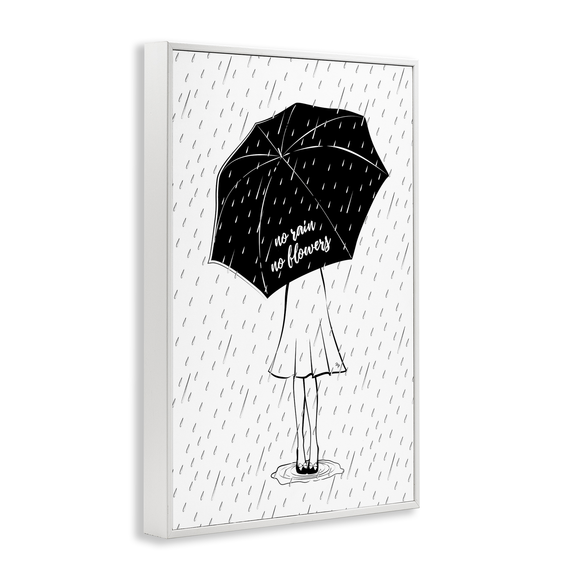 Stupell Industries No Rain No Flowers Novelty Painting White Framed Art Print Wall Art, 16 x 24
