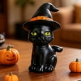 thumbnail image 3 of Halloween Black Cat Decorations with Witch Hat, Resin Black Cat Figurine Ornament for Table Mantel Party Home Office Decoration, 4", 3 of 6