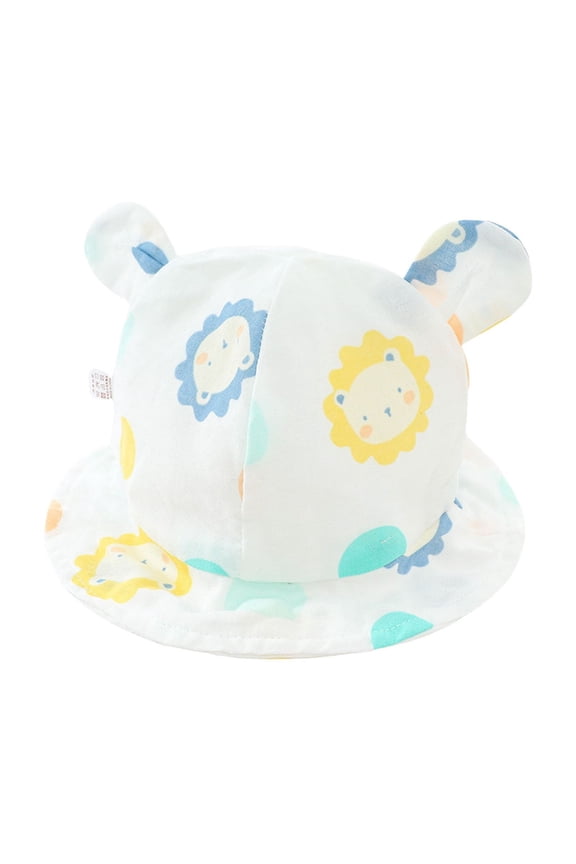 Gyujnb Cartoon Lion Print Baby Sun Hat Breathable Cotton Gauze Bucket Hat for Toddlers