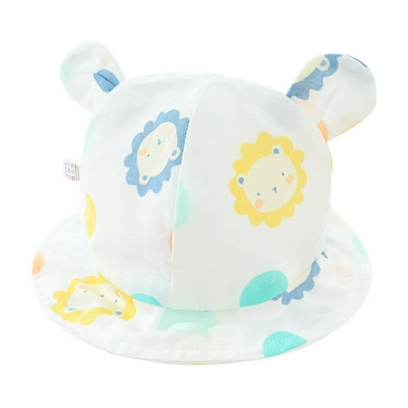 REDARER Baby Lion Print Bucket Hat, Soft Breathable Sun Hat with 3D Ears for Infants,0-3 Months