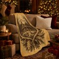thumbnail image 3 of Rustic Log Cabin Antlers Pinecone, Peaceful Mountain Lake Scene, Warm Flannel Blanket for Cabin and Lodge with Detailed Artwork, Outdoor Lovers Christmas Gift, Festive Home Decor, 3 of 9