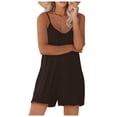 thumbnail image 4 of TrendOFT Combinaison d'Été pour Femmes Décontractée Sans Manches Shorts Unis à Bretelles Combinaisons une Pièce Salopettes Café S, 4 of 5
