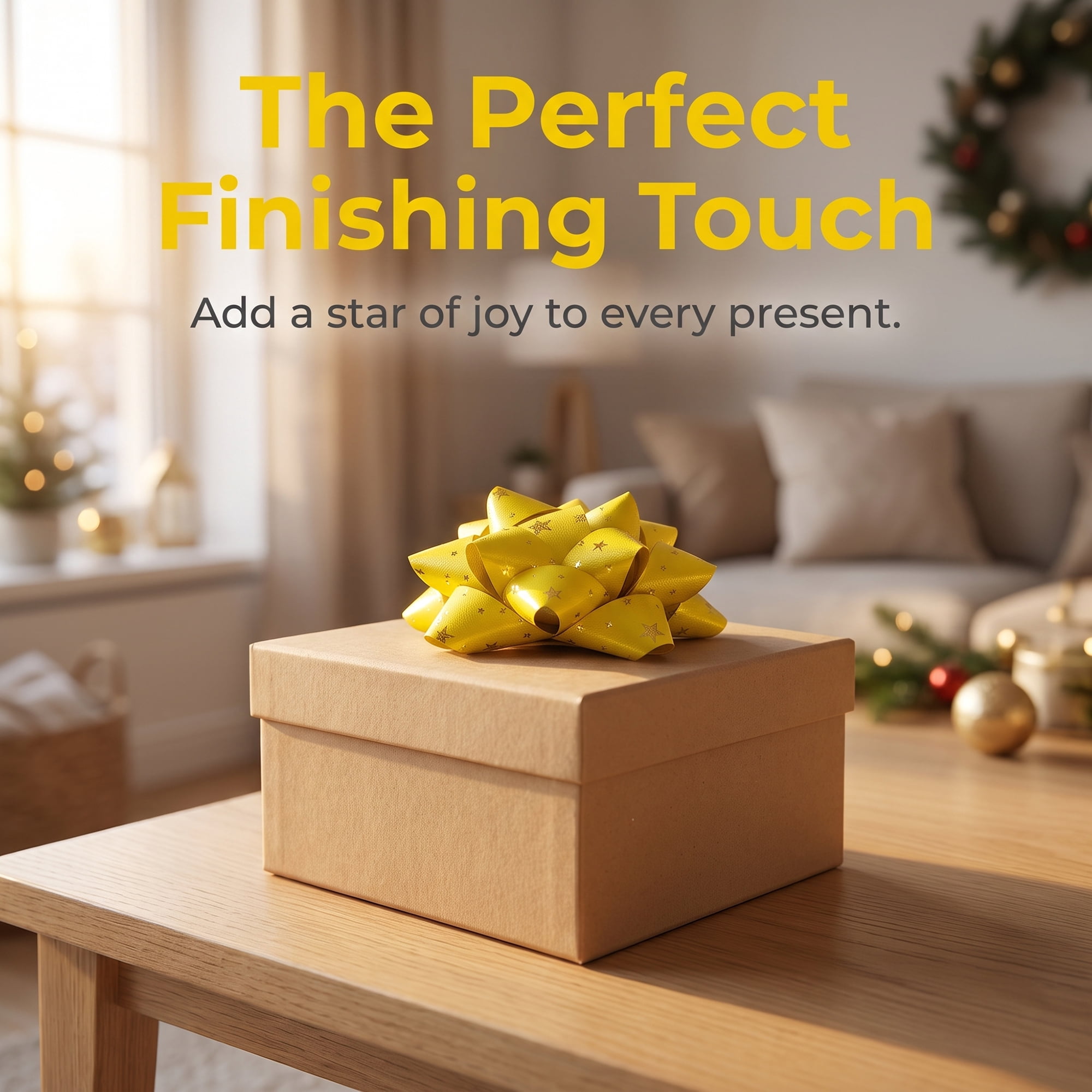 Unique Bargains Simple Glossy Star-shaped Gift Wrapping Bows for Special Events Yellow