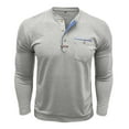 thumbnail image 5 of Mens Long Sleeve Shirts, Henley Shirts for Men Fall Casual Loose Fit Solid Color Button Up T-Shirts with Pockets, 5 of 6