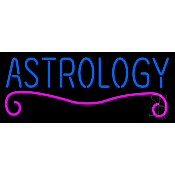 Astrology LED Neon Sign 10 x 24 - inches Black Square Cut Acrylic Backing, with Dimmer - Bright and Premium built indoor LED Neon Sign for Storefront.