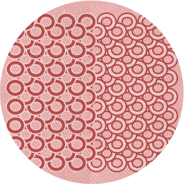 Ahgly Company Machine Washable Indoor Round Transitional Deep Rose Pink Area Rugs, 5' Round
