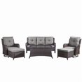 thumbnail image 2 of Unnifurnzi Wicker Outdoor Conversation Set-6 Pieces Outdoor Wicker High Back Couch with Swivel Rocker Chairs Patio Furniture for Deck Poolside Backyard-Brown/Gray, 2 of 7