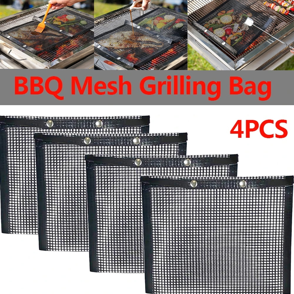 4 Pack Reusable Grilling Bags for Outdoor Grilling,NonStick BBQ Mesh