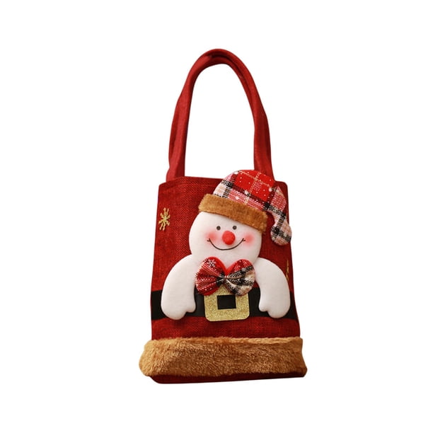 Bolsa de regalo de Navidad para muñecas, bolsa de golosinas con asas, bolsa de lino, bolsa de mano, bolsa de golosinas navideñas para regalos de Muñeco de nieve