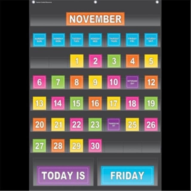 Black Calendar Pocket Chart (25" X 36")