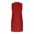 thumbnail image 6 of Up to 30% off Summer Dress, Women's Casual Solid Color V-Neck Pullover Short Sleeved(Red,S), 6 of 8