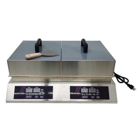 Dual Station Waffle Griddle Countertop Souffle Making Machine Non-Stick Muffin Baker Pancake Maker 110V 26.3*13.8 Inch